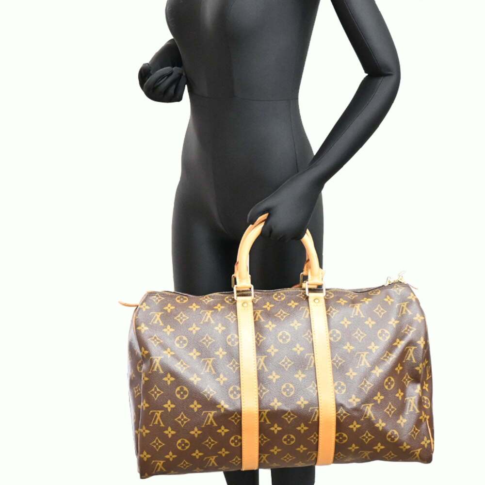 LOUIS VUITTON Brown Monogram Keepall 55 Boston Bag - Picture 9 of 10
